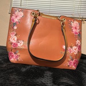 Tan Floral Shoulder Bag